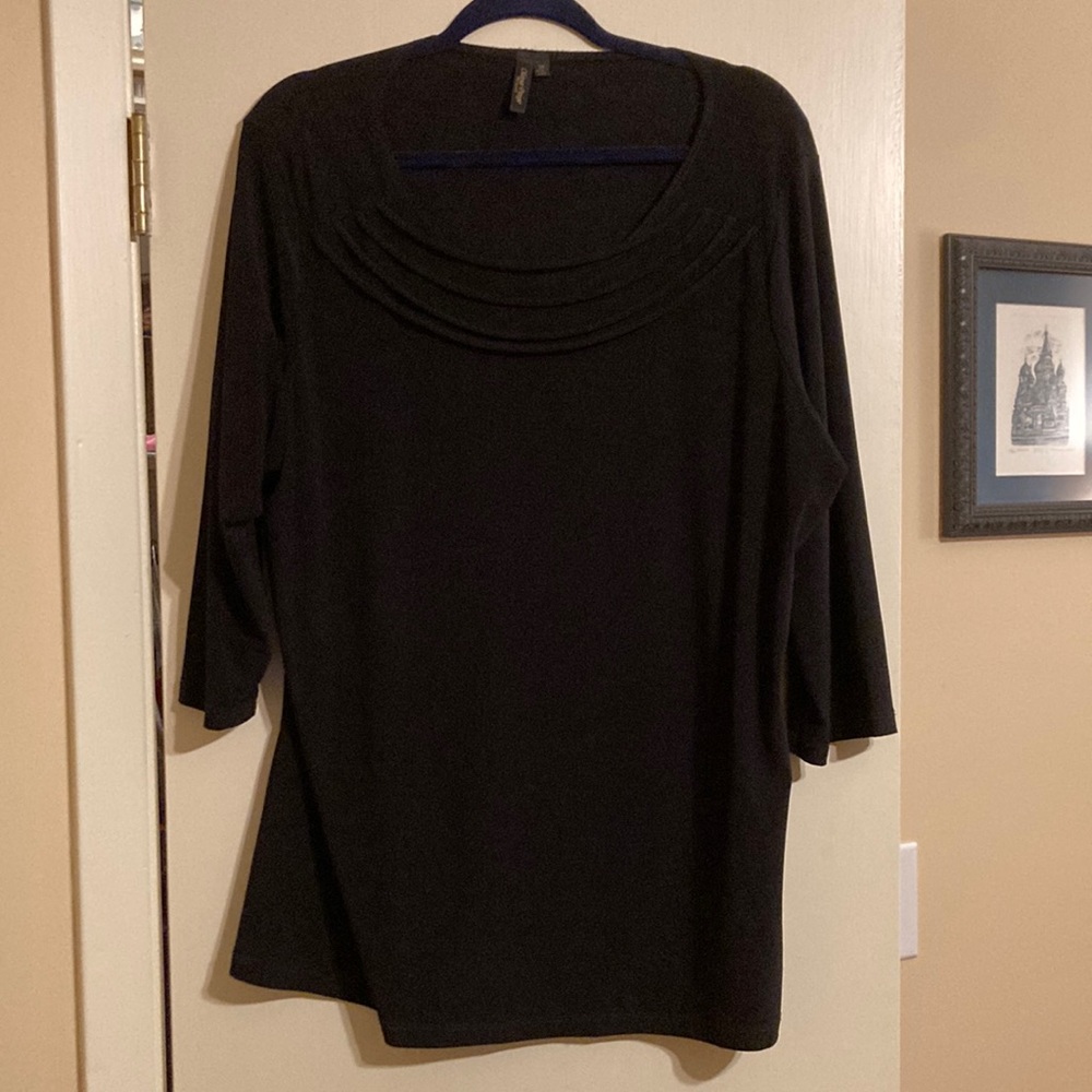 Olivia Paige black knit shirt with neck detailing